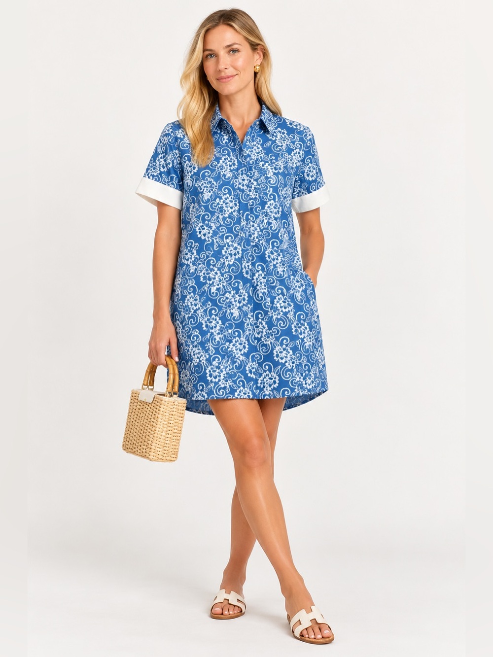 Tuckernuck Pomander Place Riviera Painted Chintz Aurora Dress Blue Size XXL